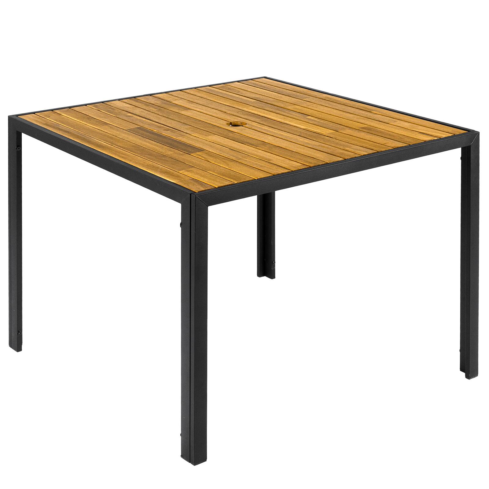 Alt View 9. Gymax - Gymax 36'' Square Outdoor Dining Table for 4 Acacia Wood Patio Table w/ Slatted Top - Black.