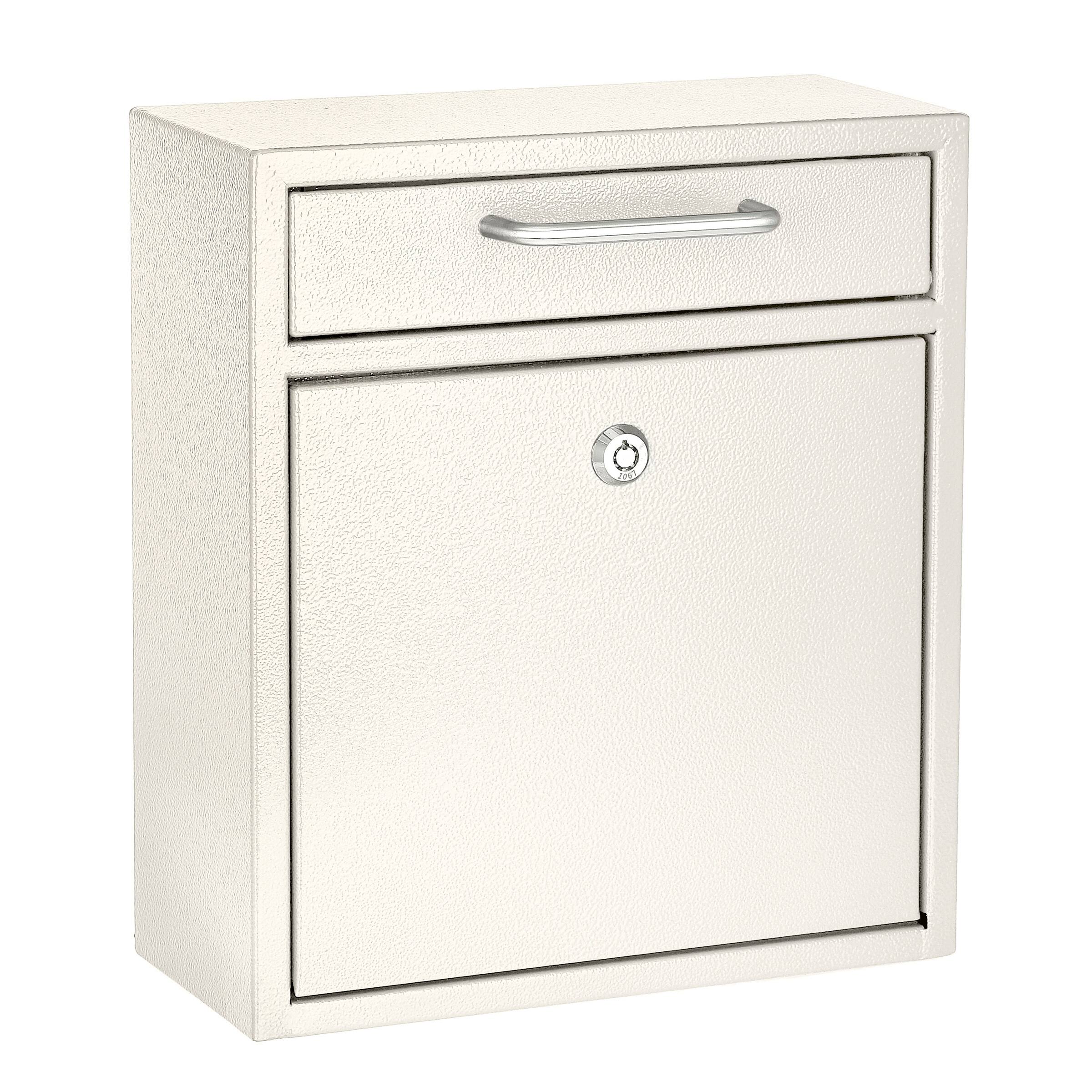 Angle. AdirOffice - Safe Drop Box Medium Steel Wall-Mounted Drop Box Mailbox with Key Lock - White.