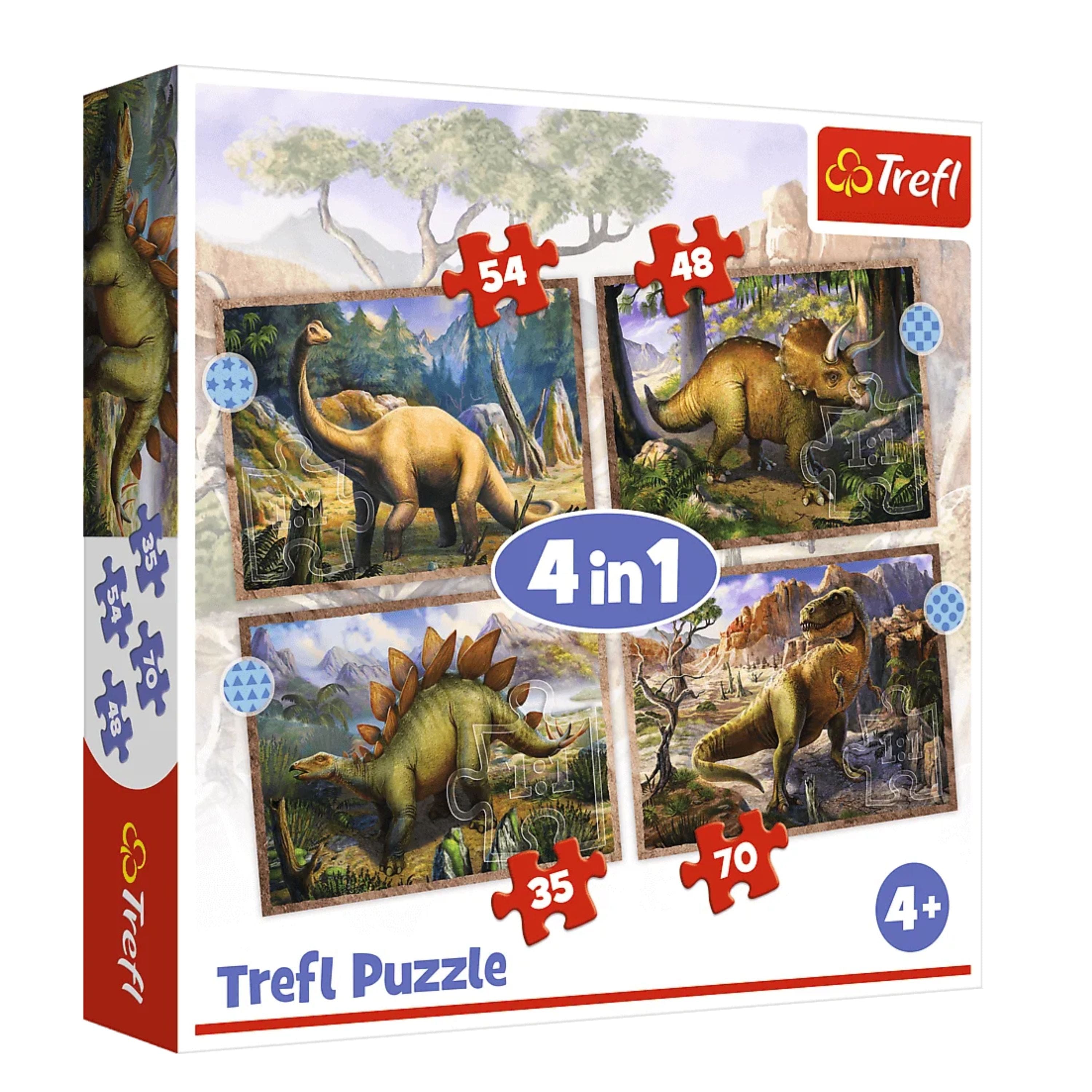 Trefl - Preschool 4 in 1 Puzzle - Interesting Dinosaurs