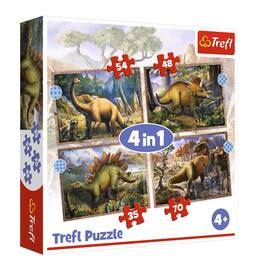 Trefl - Preschool 4 in 1 Puzzle - Interesting Dinosaurs