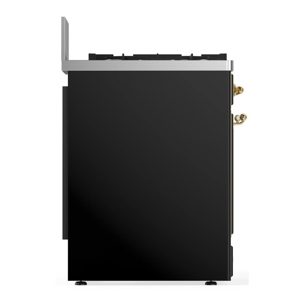 Alt View 8. ILVE - ILVE Majestic III Series 30 in. Dual Fuel Range with 5 Sealed Burners (Liquid Propane, Brass Trim) - Glossy Black.