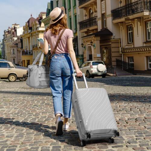 Alt View 6. Winado - Luggage Sets 3 Piece PP Hardshell Carry on Suitcase with Bags Lightweight Suitcase Sets with Spinner Wheels TSA Lock - Grey.