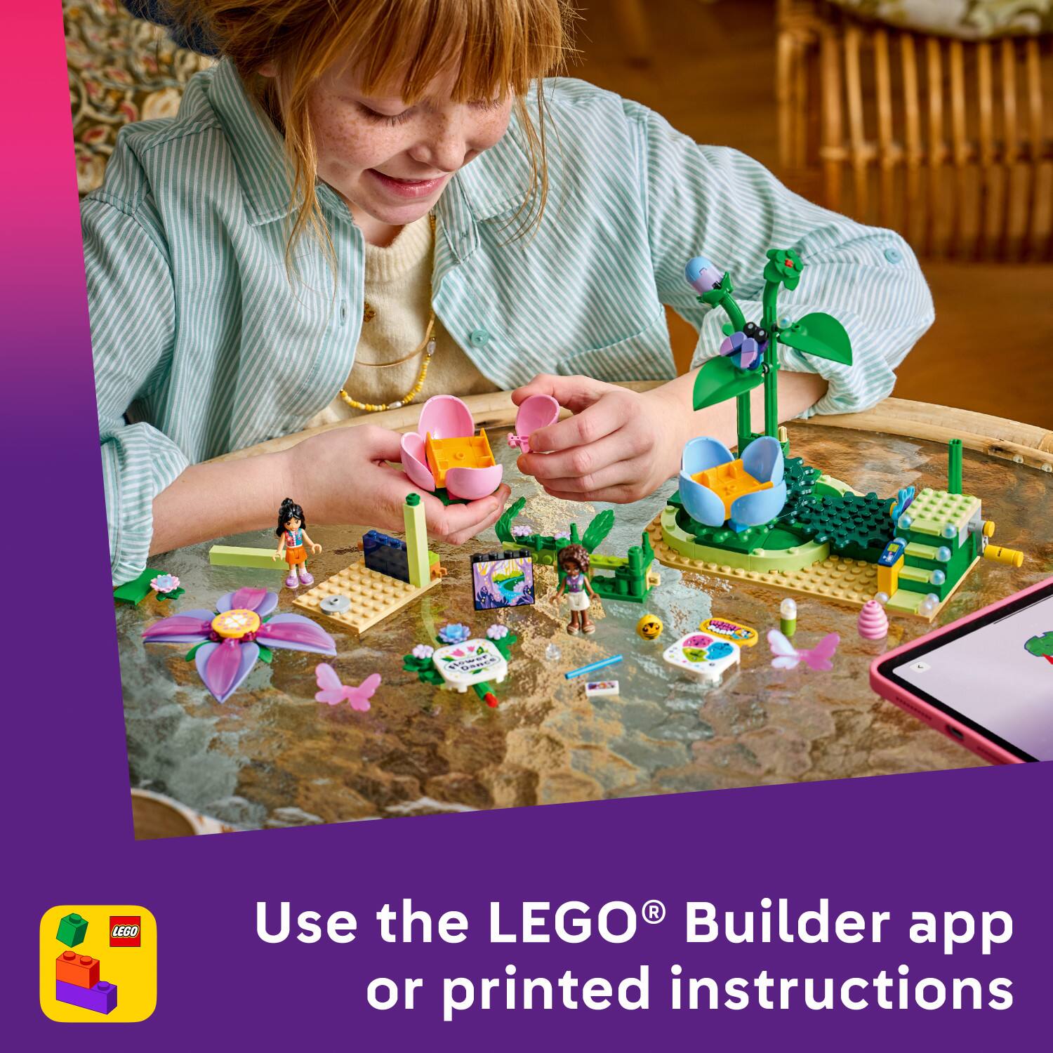 Use the LEGO® Builder app or printed instructions