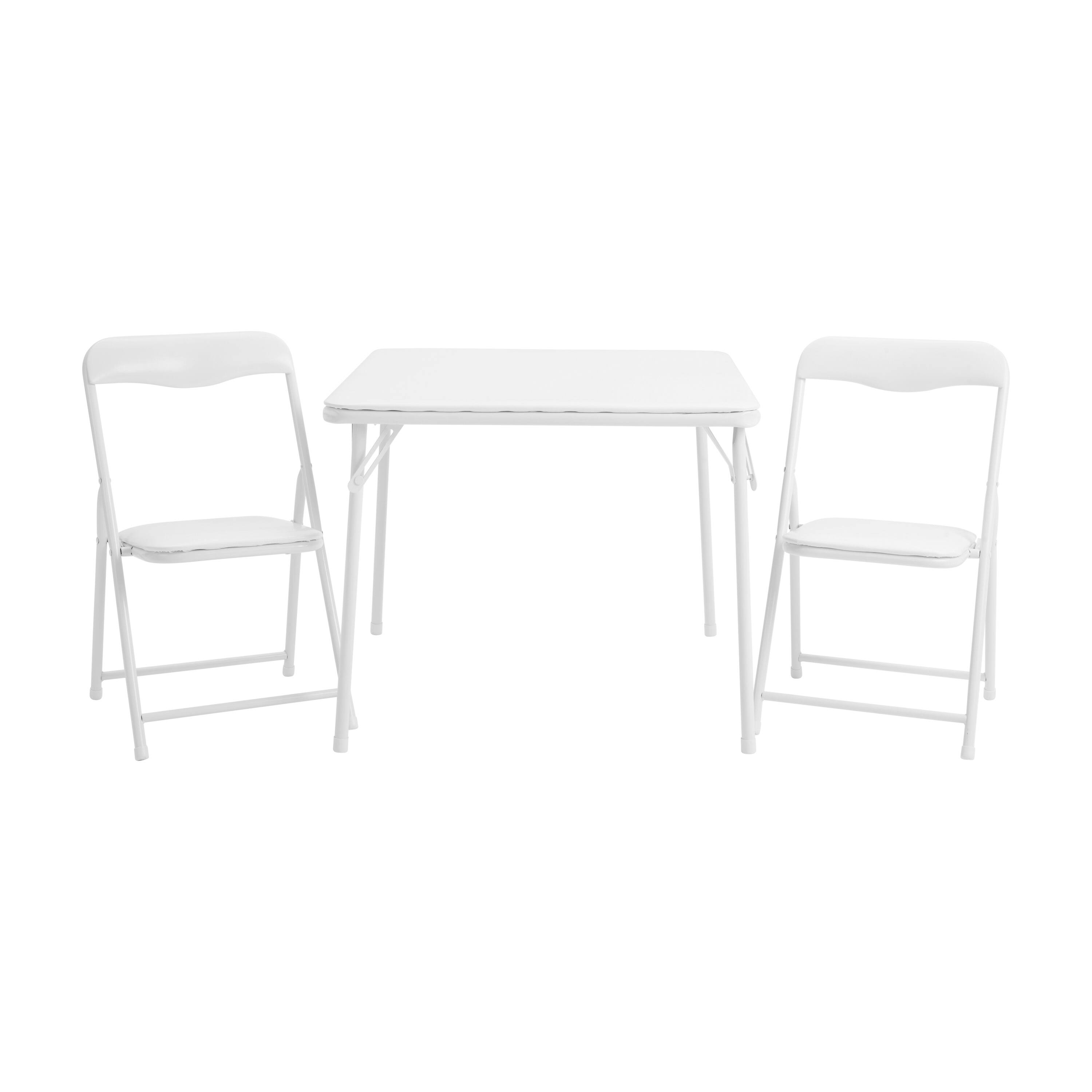 Alt View 1. Emma + Oliver - Kids 3 Piece Folding Table and Chair Set - Kids Activity Table Set - White.