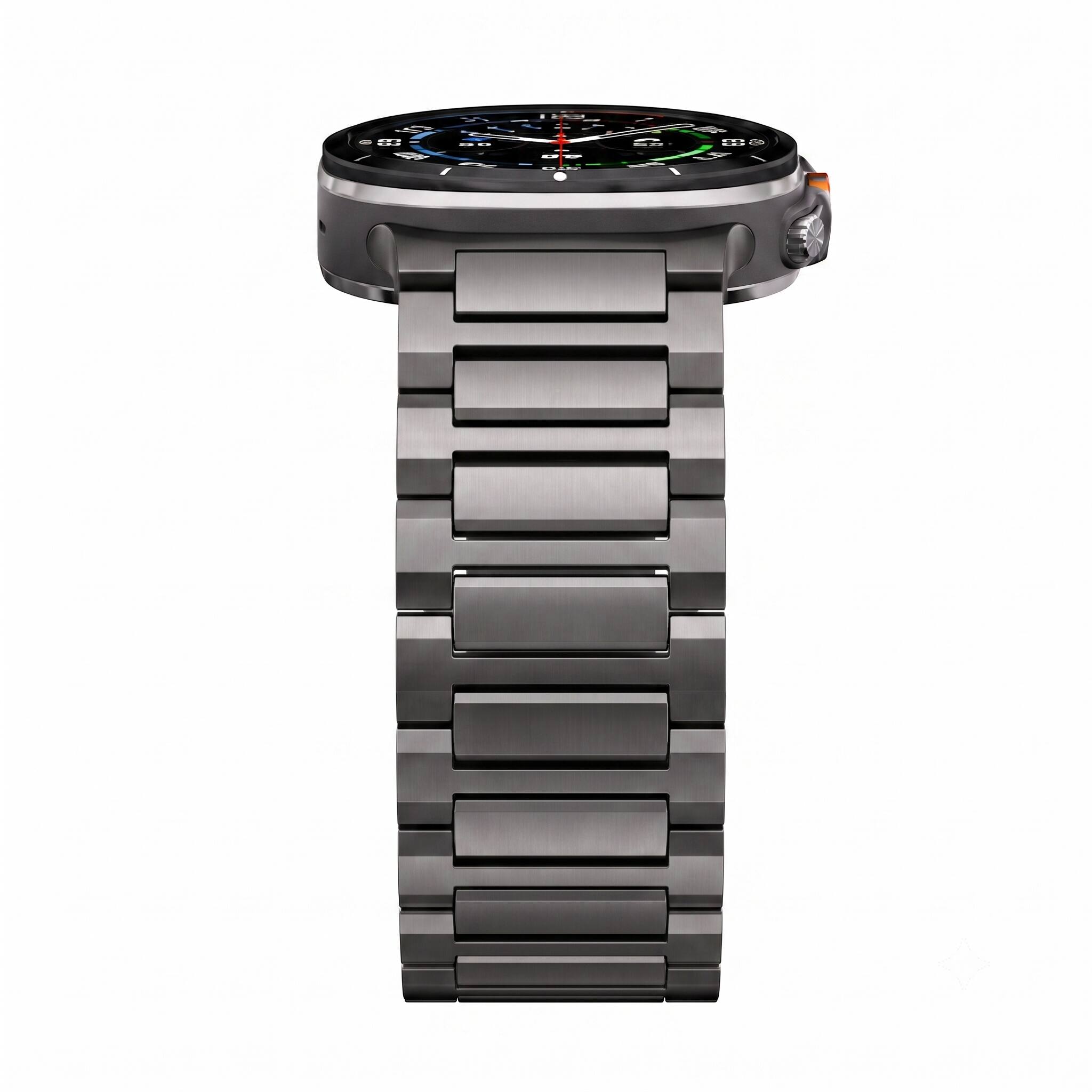 Left. Ultra Supply Co - Titan G4 Titanium Band for Galaxy Watch Ultra 2 / Ultra 47mm - Silver.