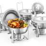 VEVOR - Chafing Dish Buffet Set, 5 Qt 4 Pack, Stainless Steel Chafer with 4 Full Size Pans, Round Catering Warmer Server - Silver