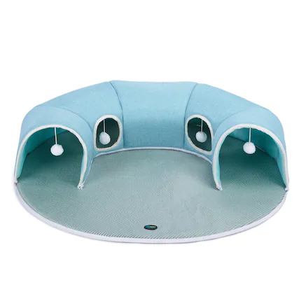 Front. Ownpets - 2 in 1 Detachable Arch Cat Tunnel & Cooling Pad - Blue.