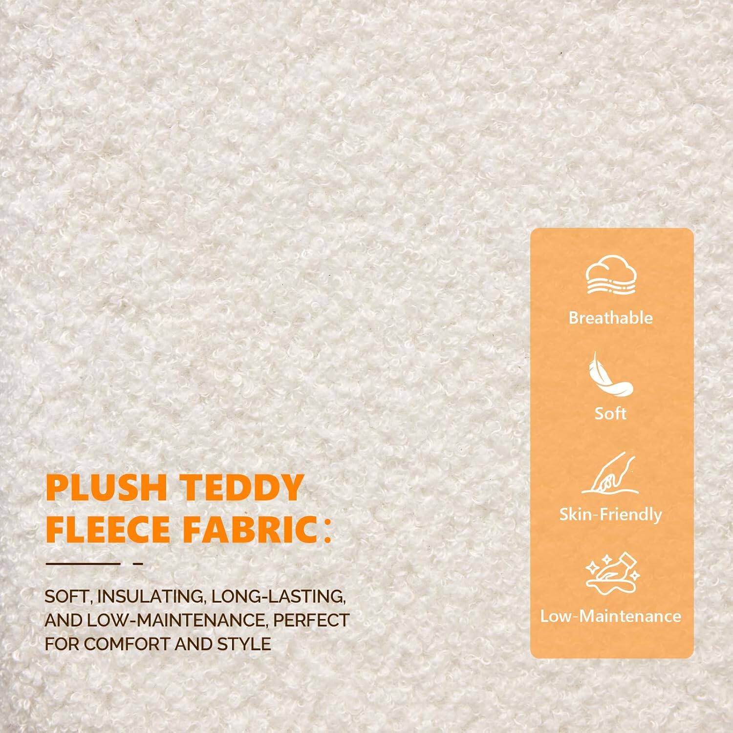 Breathable Soft PLUSH TEDDY FLEECE FABRIC: Skin-Friendly SOFT, INSULATING, LONG-LASTING, AND LOW-MAINTENANCE, PERFECT FOR COMFORT AND STYLE