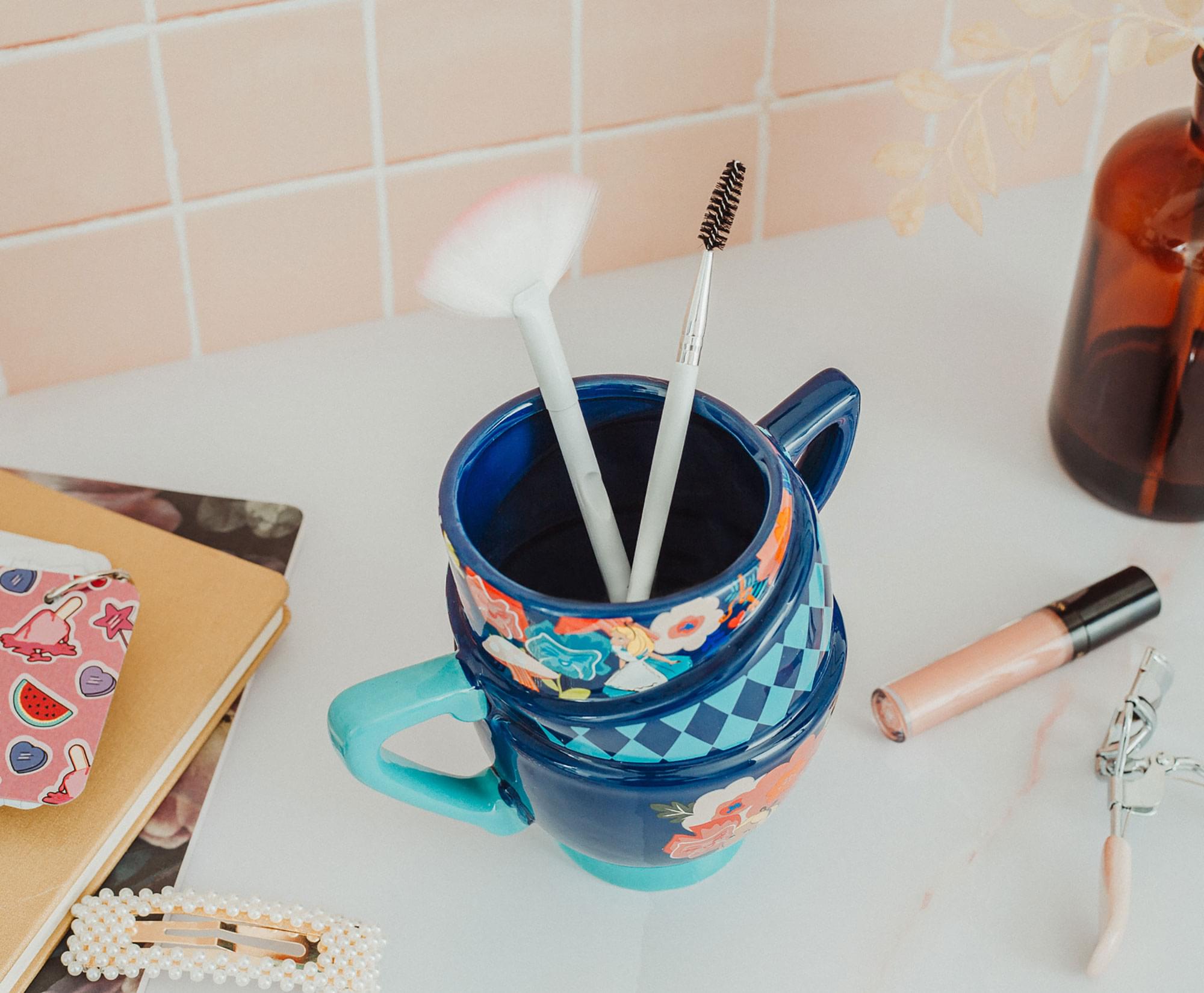 Alt View 3. Disney - Disney Alice in Wonderland Stacked Teacups Sculpted Ceramic Mug | Holds 20 Ounce - Blue.