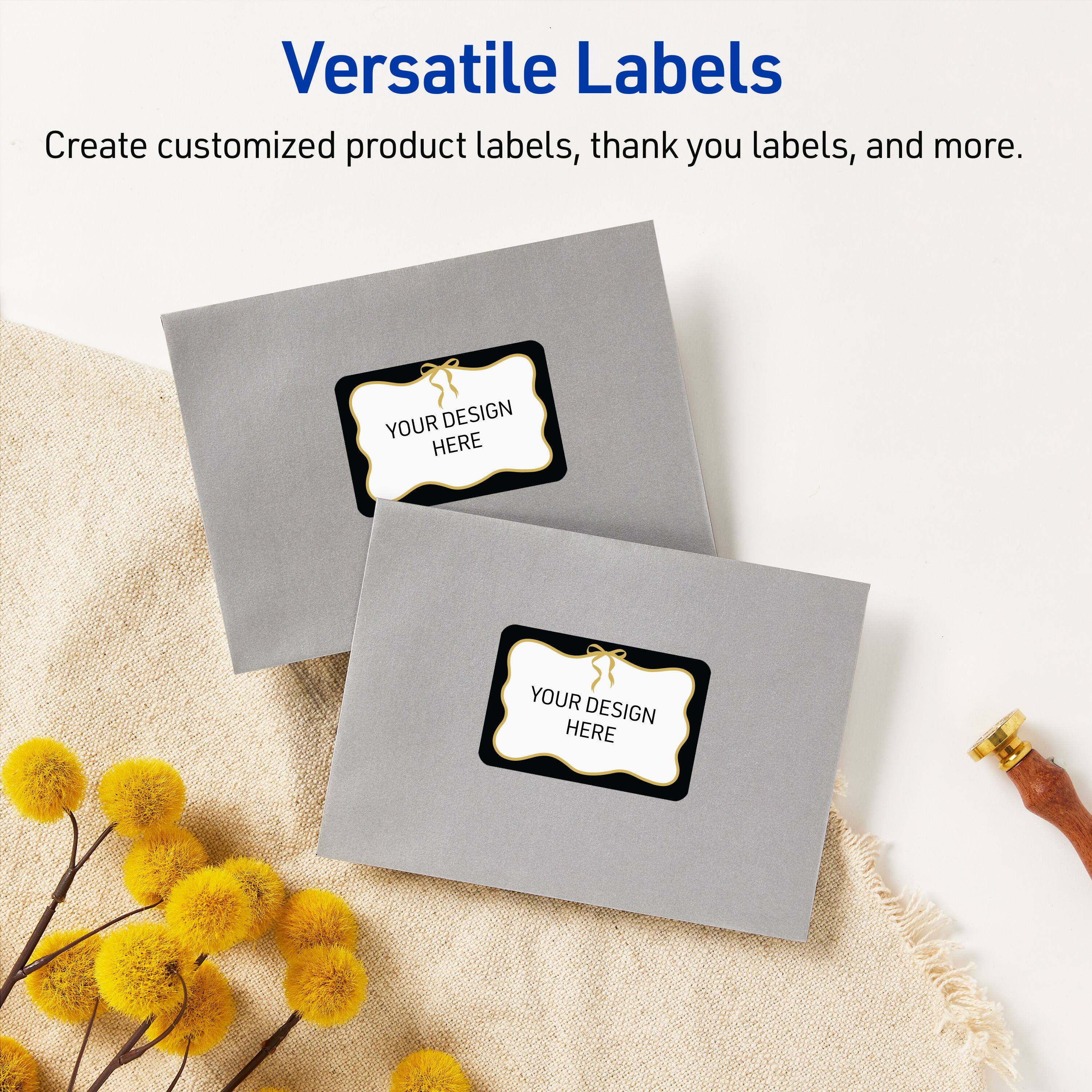 Versatile Labels

Create customized product labels, thank you labels, and more.

YOUR DESIGN HERE
YOUR DESIGN HERE