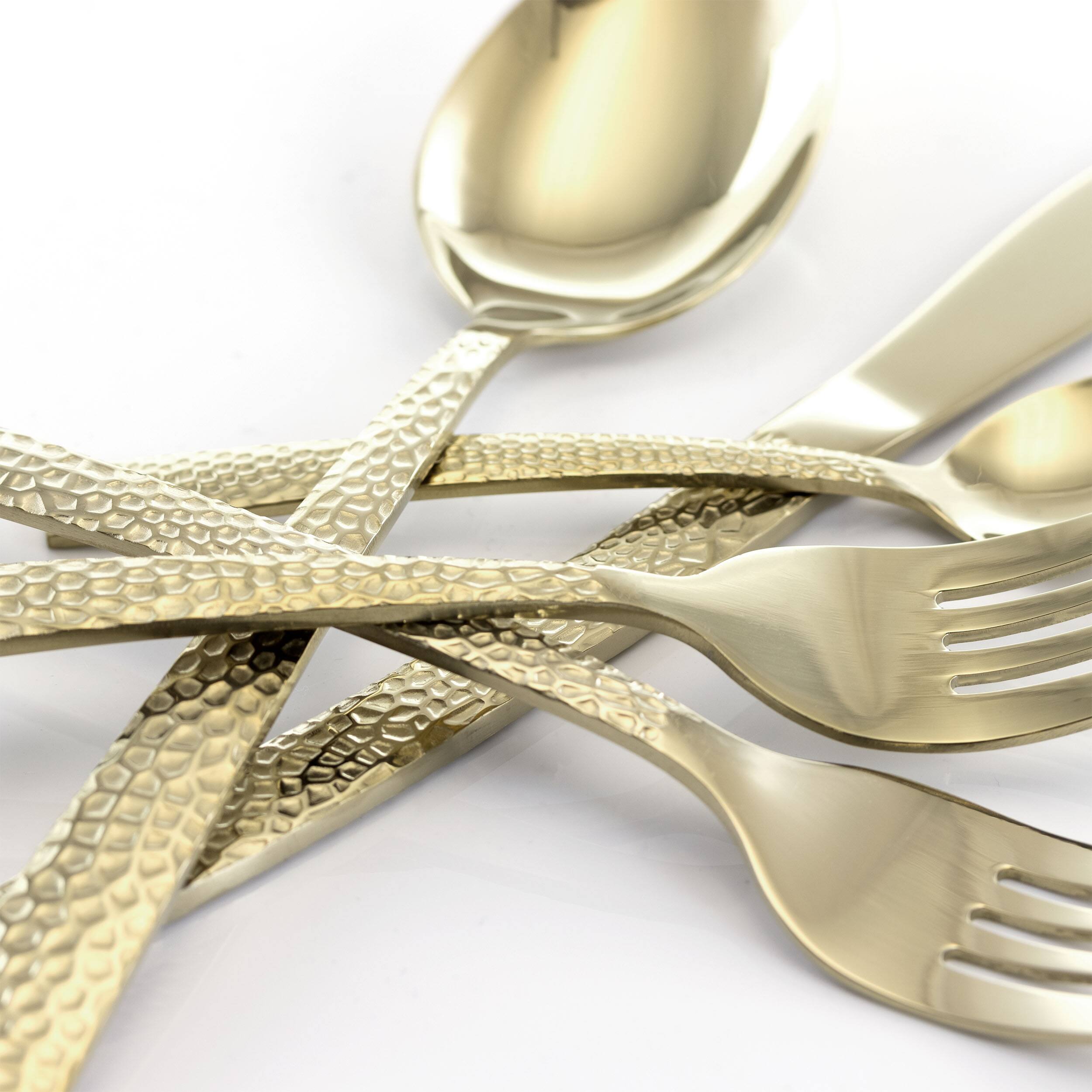 Alt View 2. MegaChef - MegaChef Baily 20 Piece Flatware Utensil Set, Stainless Steel Silverware Metal Service for 4 in Light Gold - Light Gold.