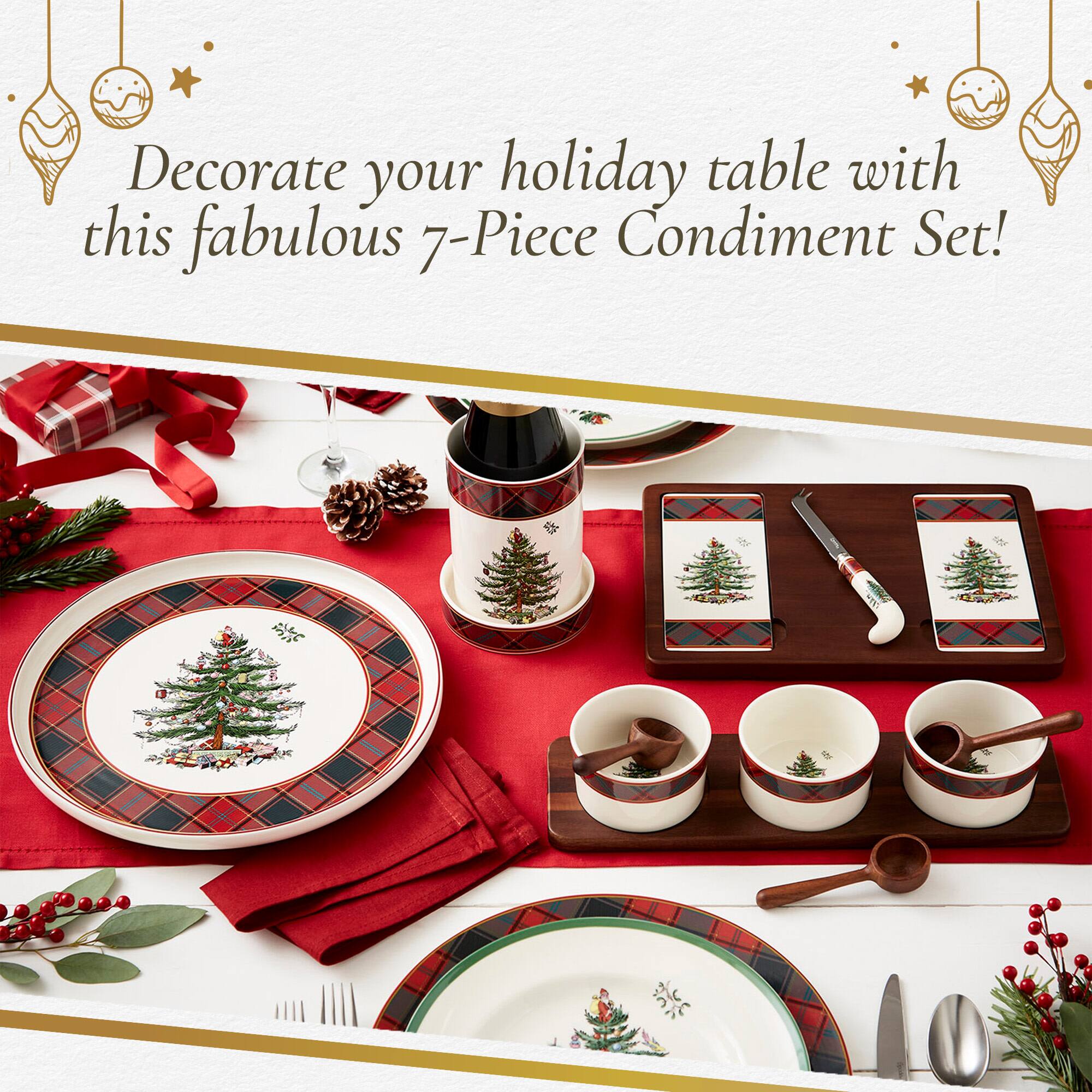 Decorate your holiday table with this fabulous 7-Piece Condiment Set!