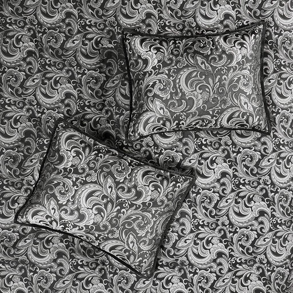 Alt View 1. Gracie Mills - Gracie Mills Pruitt 24-Piece Jacquard Paisley Room-in-a-Bag Set - Black.