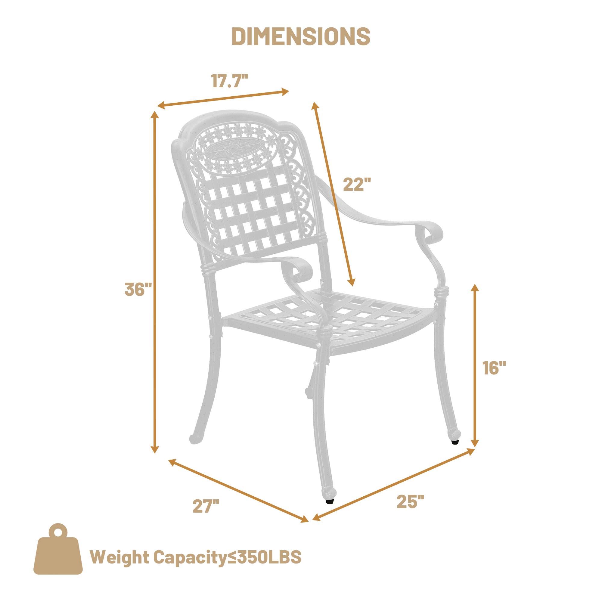 DIMENSIONS  
17.7" 22" 36" 16" 27" 25"  
Weight Capacity: 350 LBS