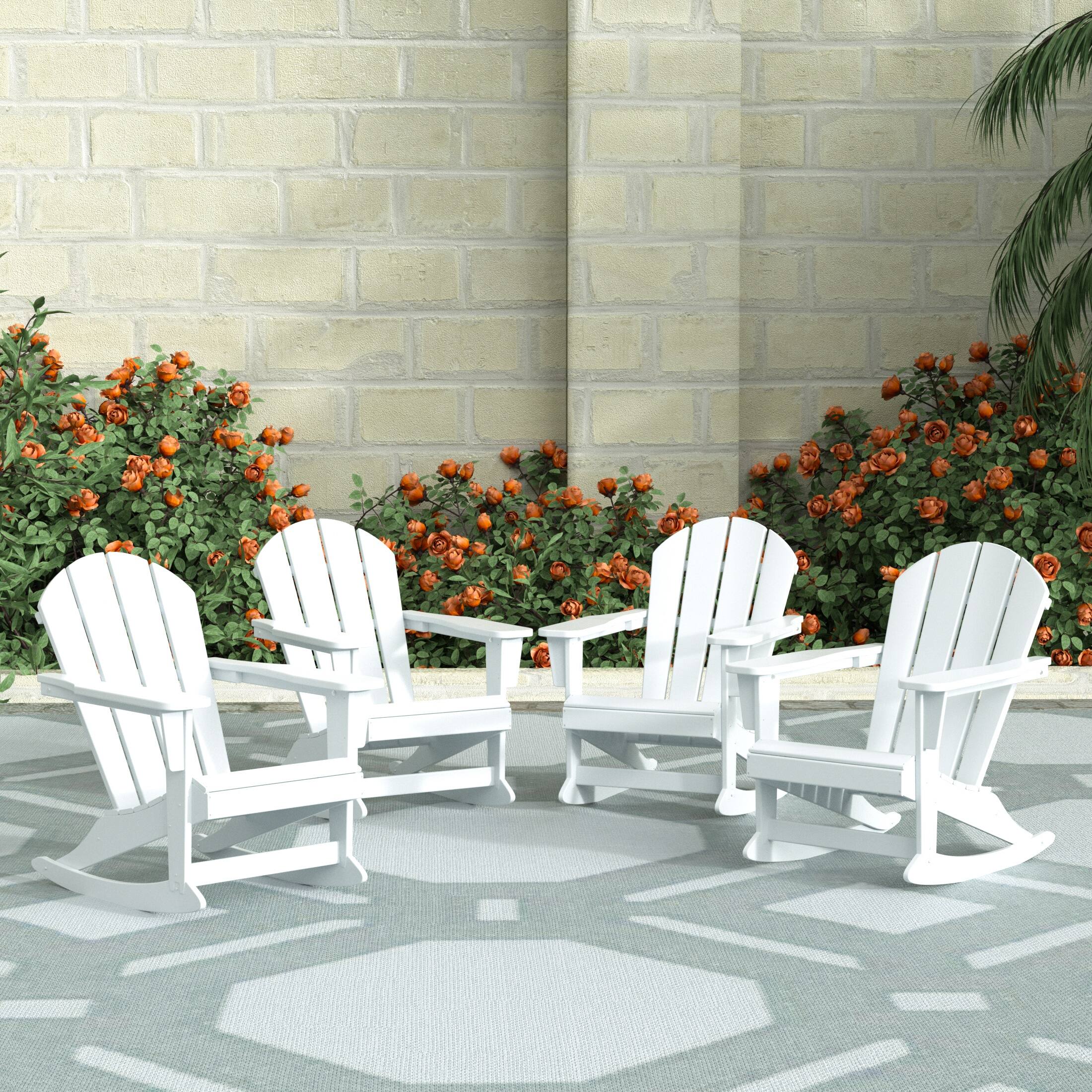 Angle. WestinTrends - WestinTrends Malibu Outdoor Patio Porch Rocking Adirondack Chair (Set of 4) - White.