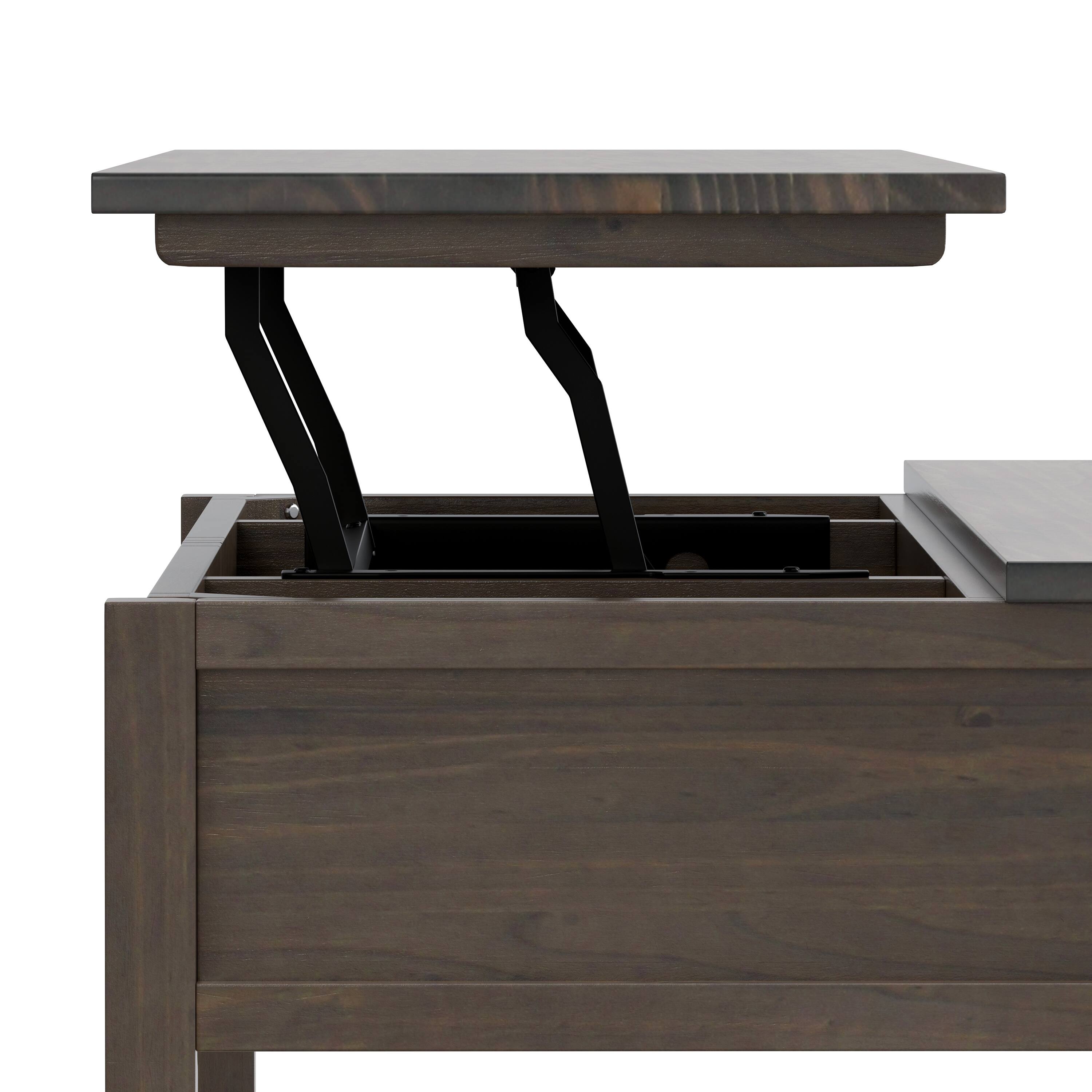 Alt View 8. Simpli Home - Ela SOLID WOOD 48 inch Wide Rectangle Transitional Lift Top Coffee Table in Smoky Brown - Smoky Brown.