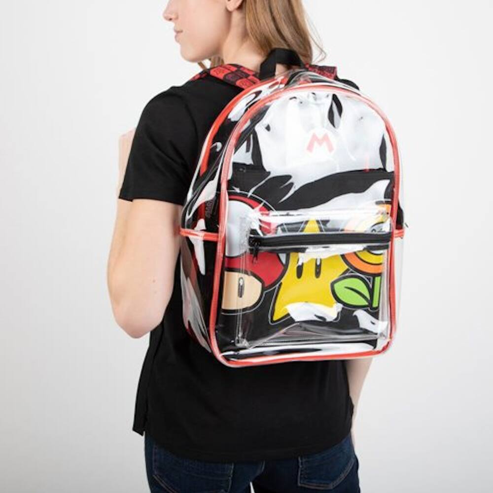Alt View 4. Super Mario Bros. - Super Mario Transparent Backpack Clear 16" School Bag - Multicolored.
