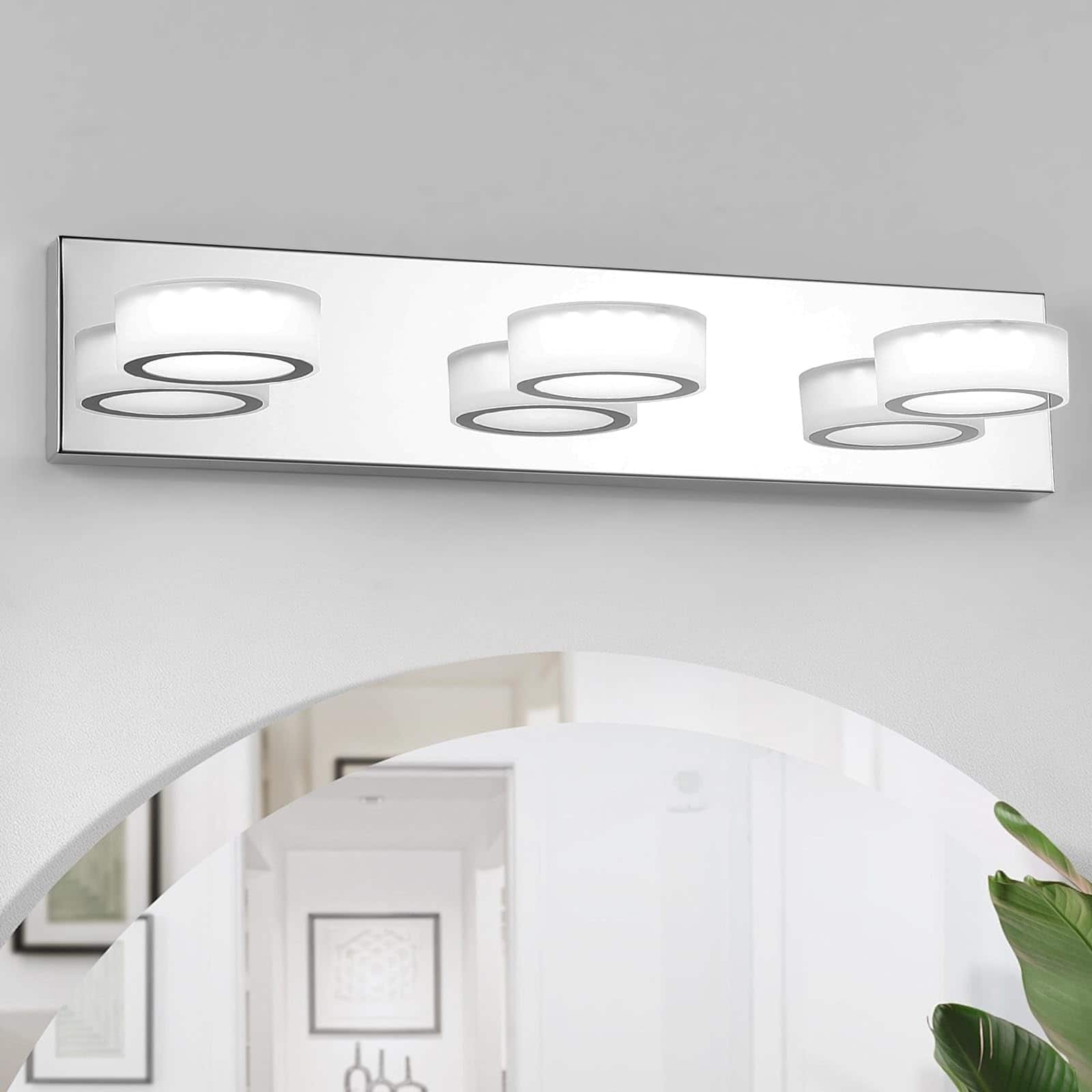 Comfort Essence - Bathroom Vanity Light Over Mirror Matte Led Lighting Fixtures Modern Wall With rotating Lamp Head - Chrome-Dimmable 3-Light,21Inch