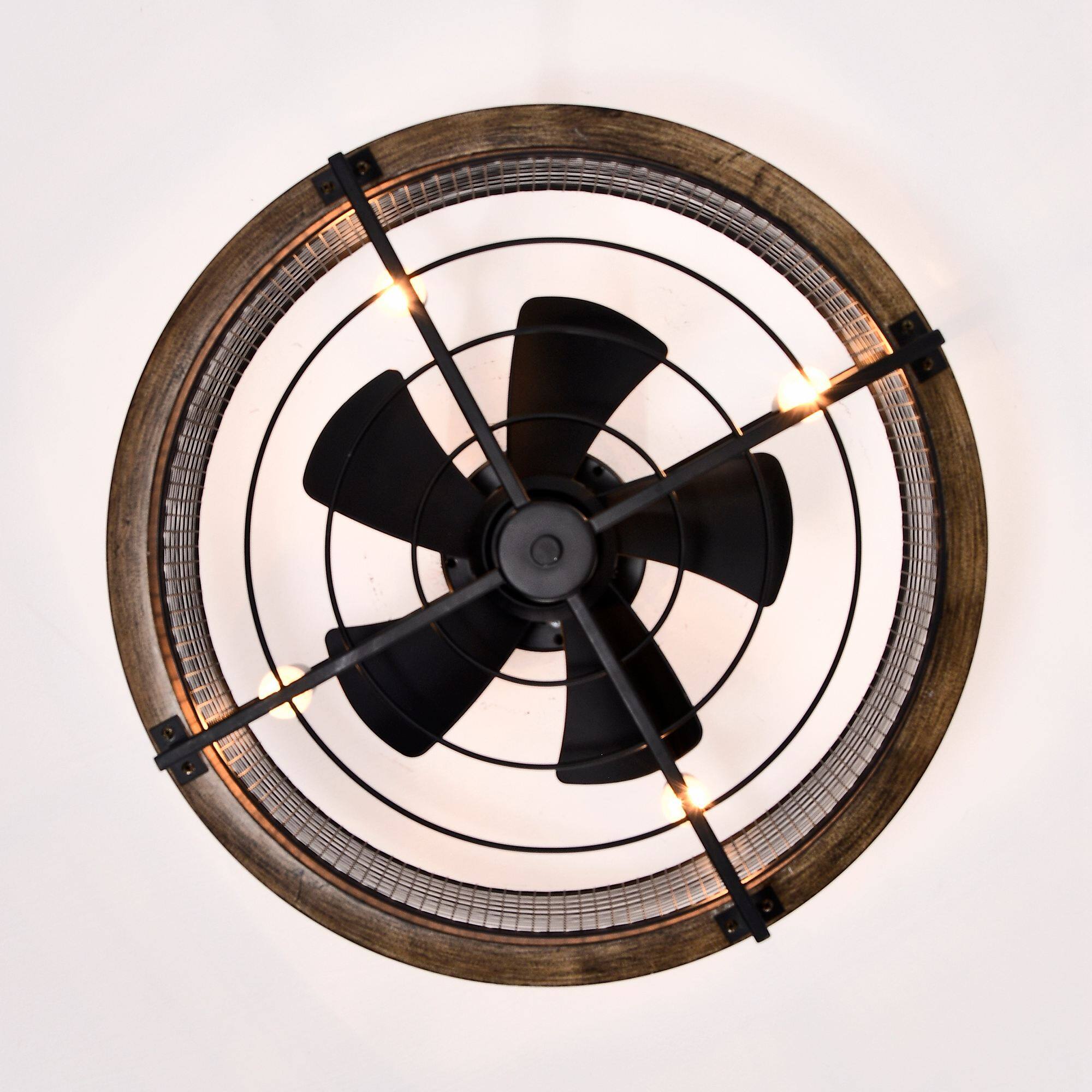 Alt View 6. Parrot Uncle - 20" Farmhouse Black Caged Ceiling Fan with Remote Control - Black.