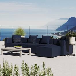 Saybrook 5-Piece Outdoor Patio Upholstered Sectional Sofa by Modway - Navy