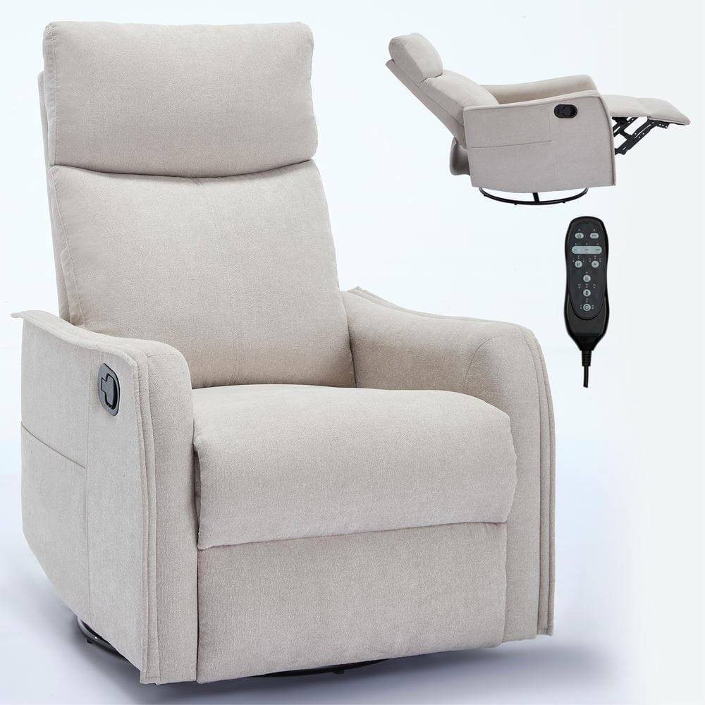 Alt View 10. Kadyn - Fabric Heat Massage Recliner Chair, 8 Vibration Modes & Lumbar Heat, Rocker Swivel, Beige - Beige.