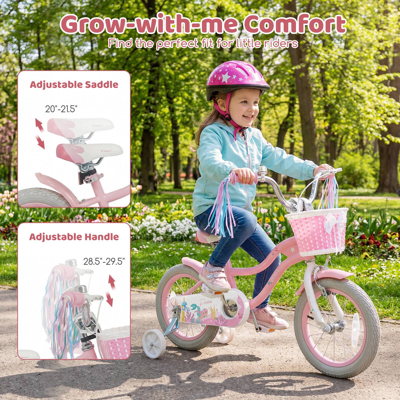 Grow-with-me Comfort  
Find the perfect fit for little riders

Adjustable Saddle  
20"-21.5"

Adjustable Handle  
28.5"-29.5"