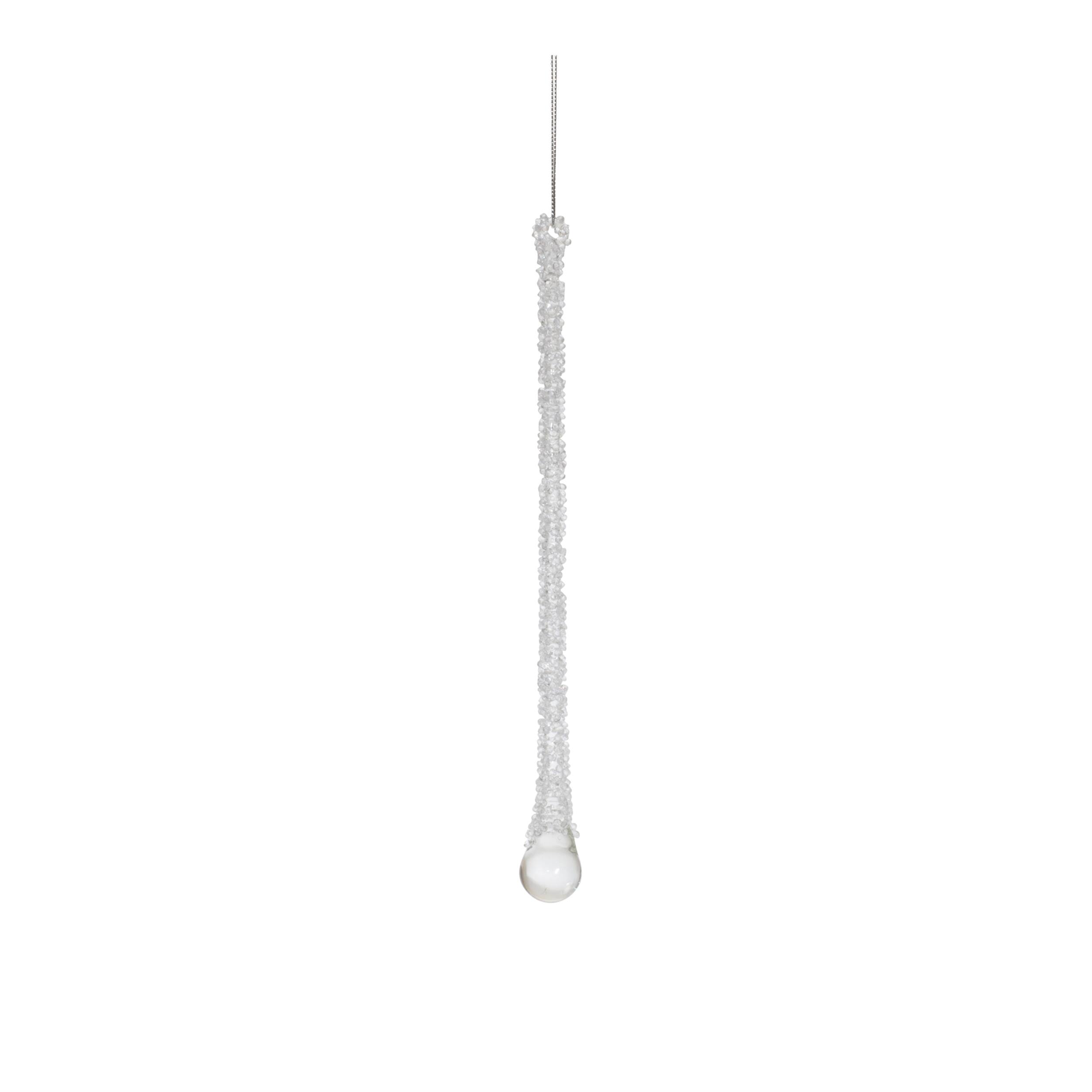 Alt View 2. BreeBe - Clear Beaded Glass Icicle Drop Ornament (Set of 6) - Clear.