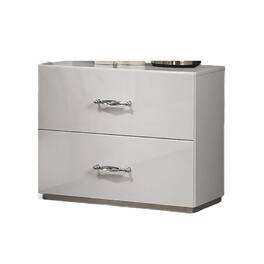 Manhattan Lane - Soha Nightstand, 2 Drawers, Acrylic Handles - White, Chrome