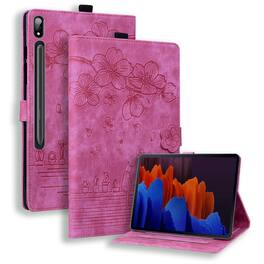 Dteck - For Samsung Galaxy Tab S11 Ultra 14.6-inch Embossed Flower Pattern Folio Case Card Slots Kickstand Cover - Rose