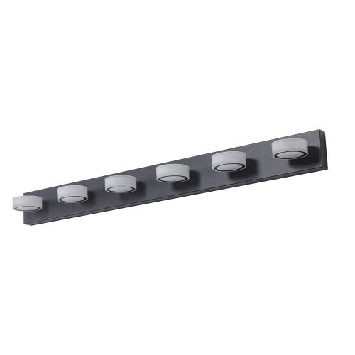 Alt View 4. LUCKY ONE - 45in Wall Mount LED Vanity Light, 6-Light Black Bathroom Fixture for Mirror Shower Decor - Black.