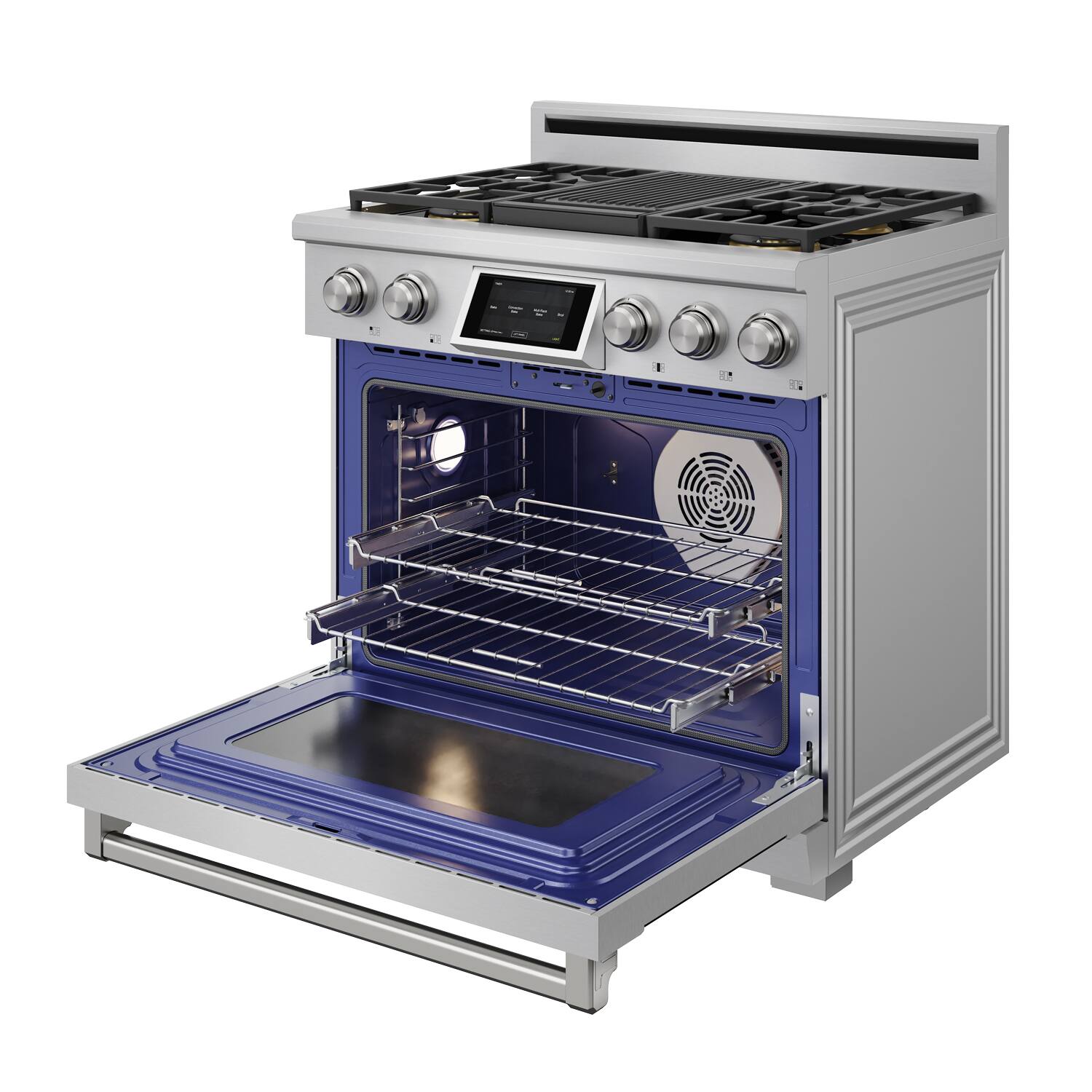 Alt View 6. Thor Kitchen - 6.0 Cu Ft. Freestanding Dual Fuel Gas Range With 5 Burners - Stainless Steel.