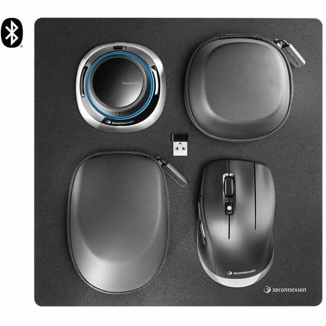 3Dconnexion - SpaceMouse Wireless Kit 2 with Bluetooth - Wireless Bluetooth/RF Mouse - 7 Button - Scroll Wheel - Compatible with PC - Wireless - Black