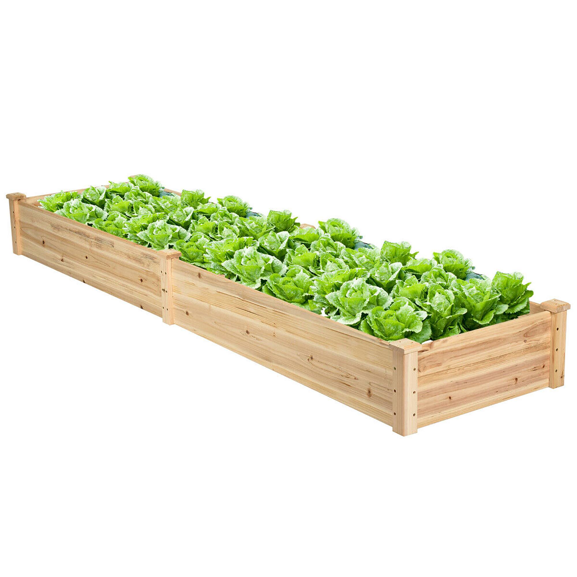 Alt View 9. Costway - Costway Wooden Vegetable Raised Garden Bed Backyard Patio Grow Flowers Planter with 2 Planting Compartments - Natural.