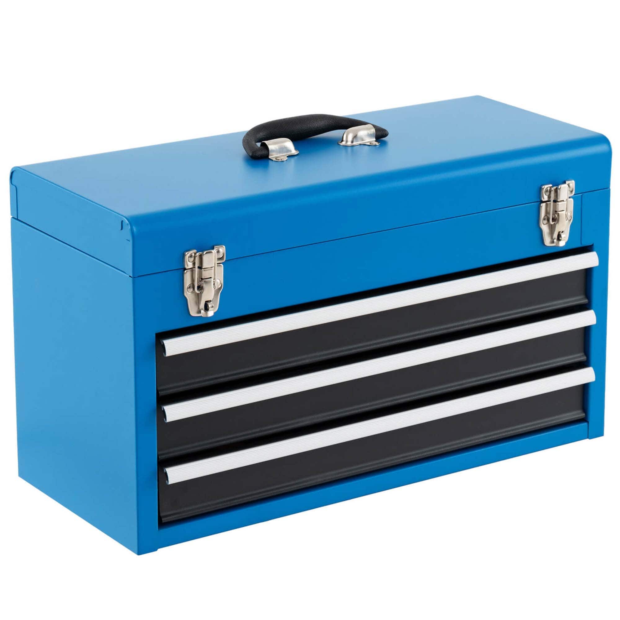 Costway - Portable Tool Chest Box Storage Cabinet Garage Mechanic Organizer 3 Drawers - Blue