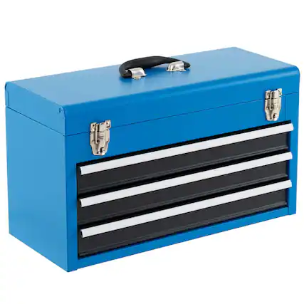 Front. Costway - Costway Portable Tool Chest Box Storage Cabinet Garage Mechanic Organizer 3 Drawers - Blue.