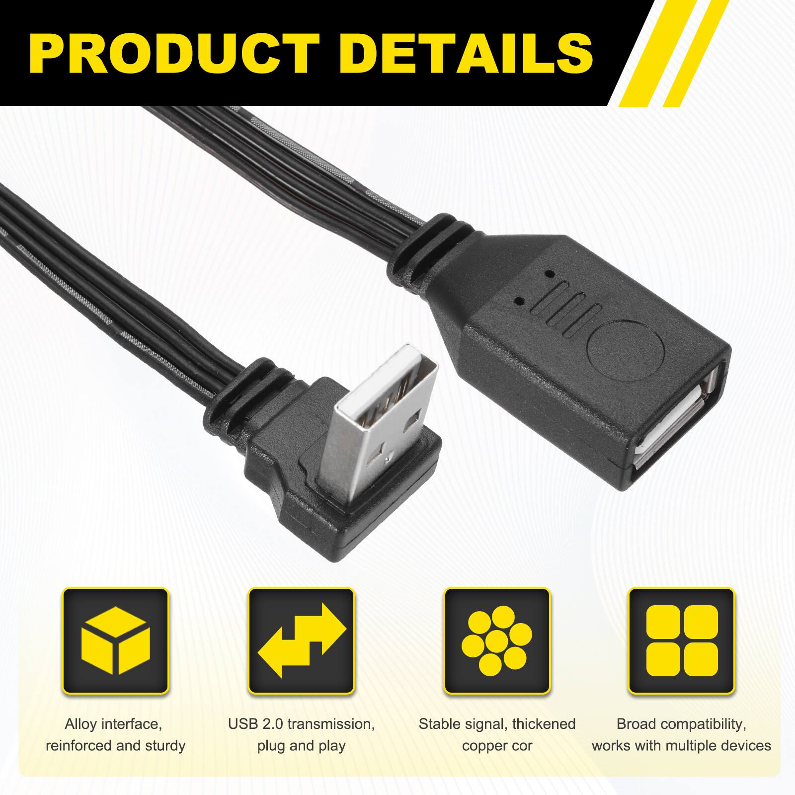 PRODUCT DETAILS

- Alloy interface, reinforced and sturdy
- USB 2.0 transmission, plug and play
- Stable signal, thickened copper core
- Broad compatibility, works with multiple devices