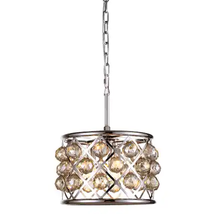 Front. Urban Classic - Madison 3 light polished Nickel Pendant Golden Teak (Smoky) Royal Cut Crystal - Polished Nickel.