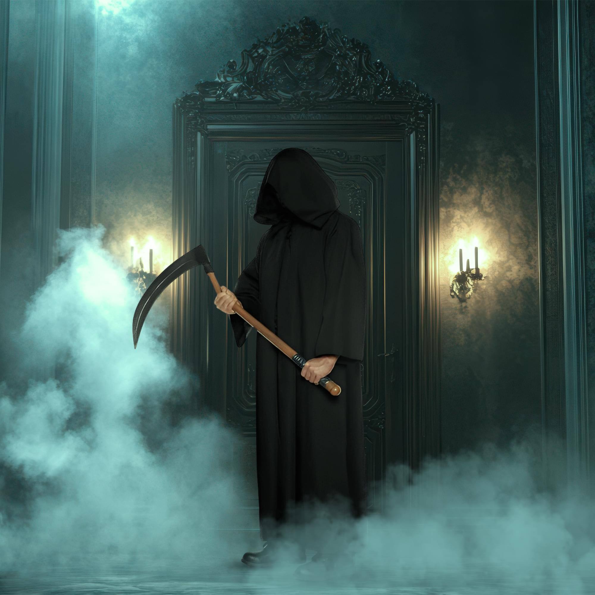 Alt View 2. Underwraps - Black Hooded Horror Cloak Adult Costum | Standard - Black.