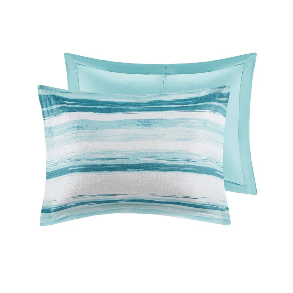 Alt View 3. Gracie Mills - Gracie Mills Javier 8-Piece Tranquil Seersucker Stripe Comforter and Quilt Set Collection - Aqua.
