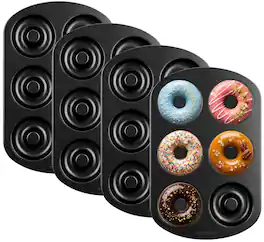 NutriChef - Nonstick Donut Pans - 6 Durable & Easy to Clean Doughnut Molds, Oven Safe Up to 450°F