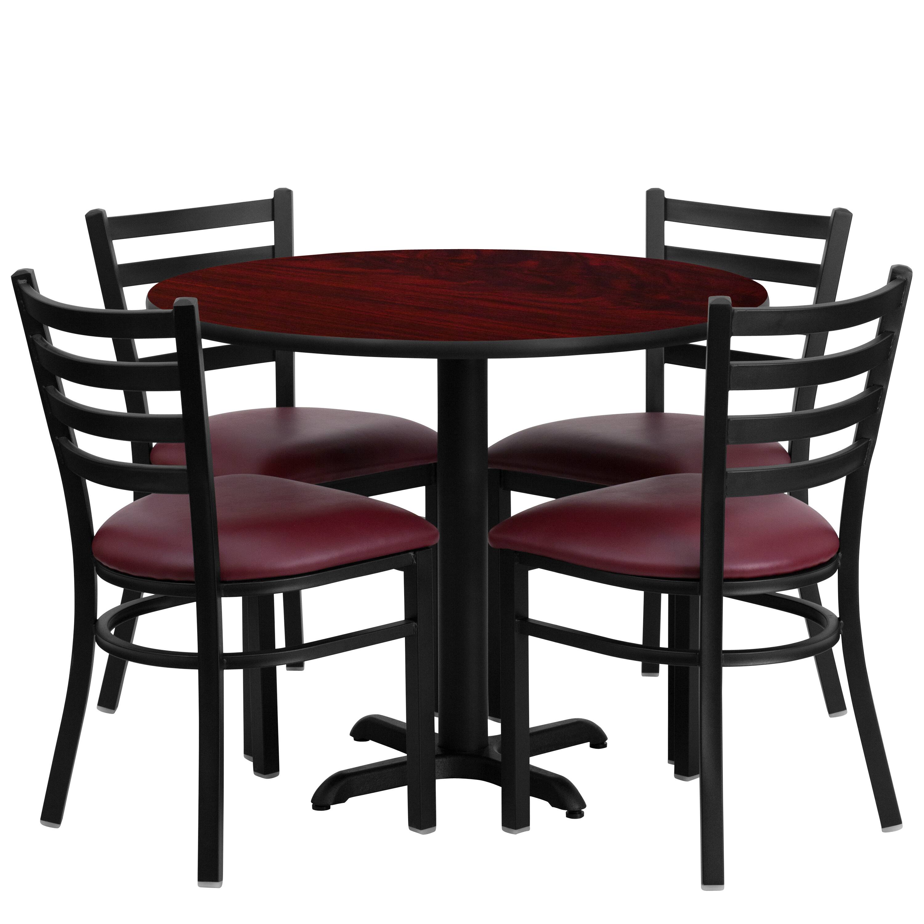 Mahogany Top/Burgundy Vinyl Seat