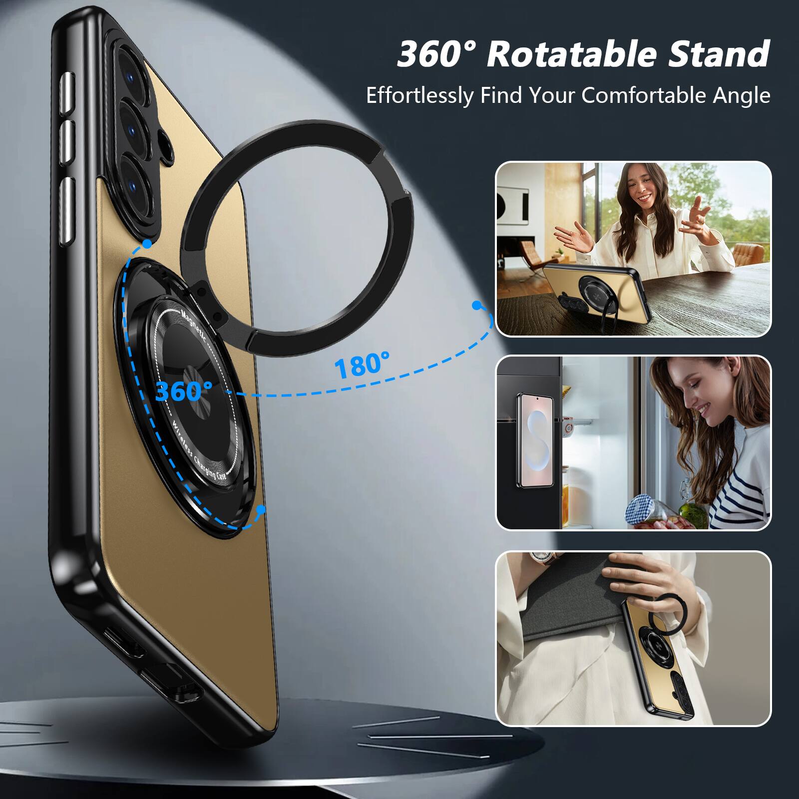 360° Rotatable Stand  
Effortlessly Find Your Comfortable Angle