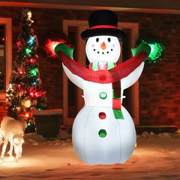 Gymax - 6ft Christmas Inflatable Snowman Holiday Decoration w/ Internal LED Lights - White