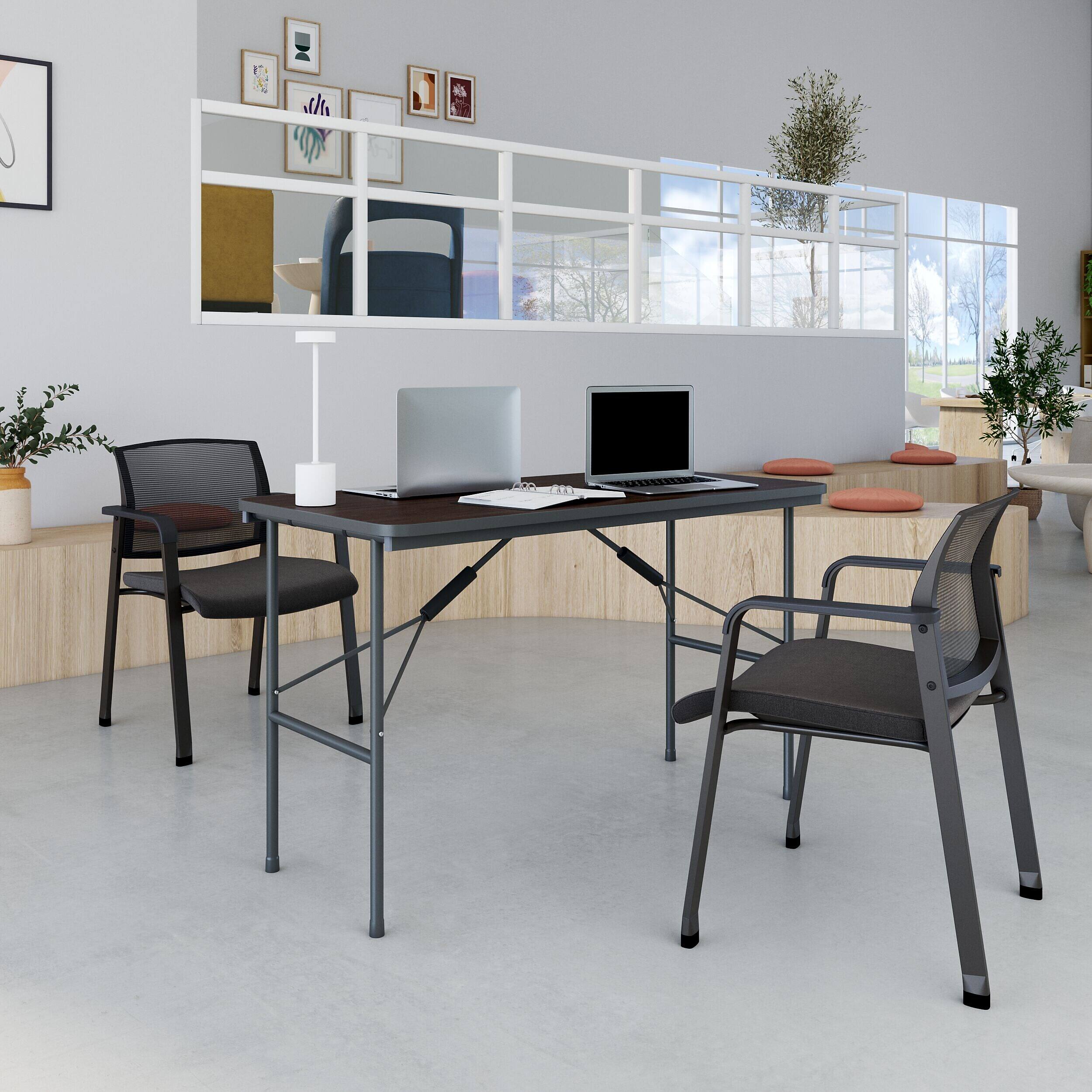 Alt View 6. Staples - Heavy-Duty Folding Utility Table (48 in) - Walnut.