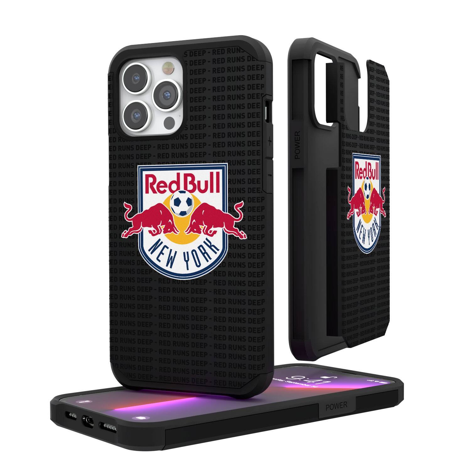 Keyscaper - MLS - New York Red Bulls iPhone Text Backdrop Rugged Case - 15 - Multicolor