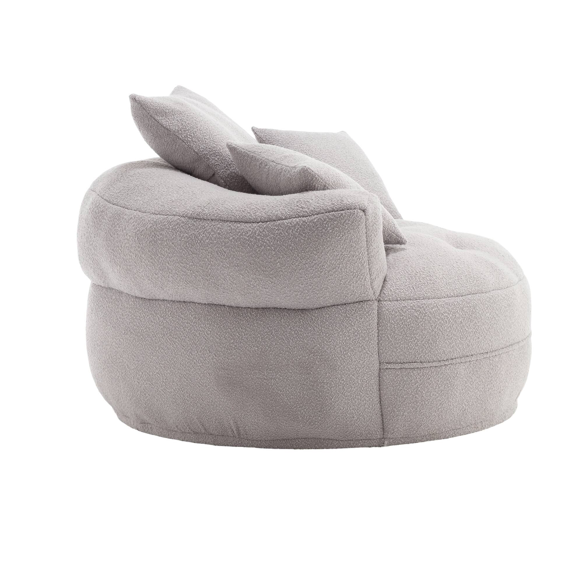 Back. GOODSILO - Chenille Fluffy Sleeper Chair - Modern Single Sofa for Living Room, Bedroom, Lounge & Projection Room - No Assembly - Gray.
