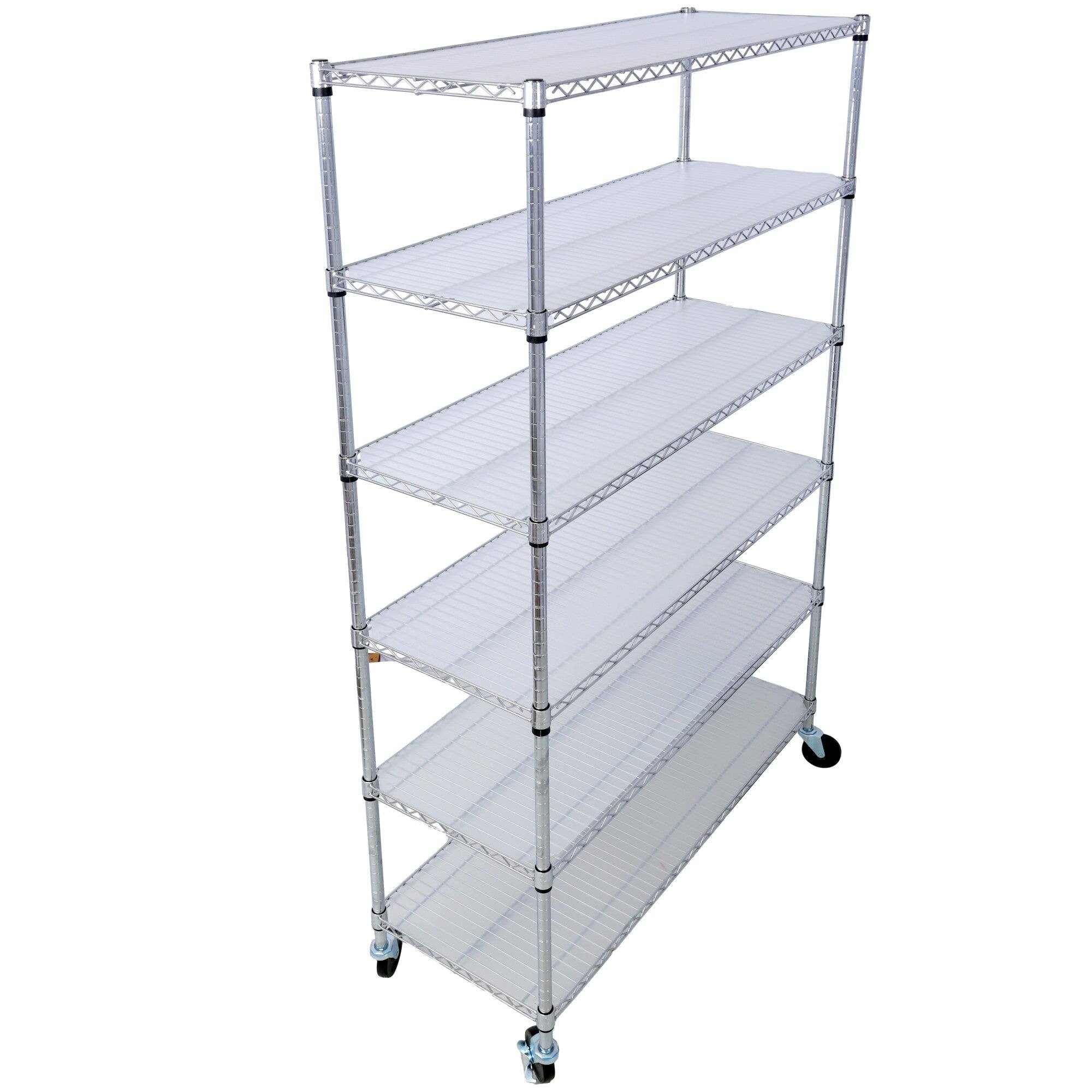 Alt View 1. Boyel Living - 6 Tier Metal Shelf Wire Shelving Heavy Duty Adjustable Storage Rack with Wheels Shelf Liners 84H x 48L x 20D - Chrome.