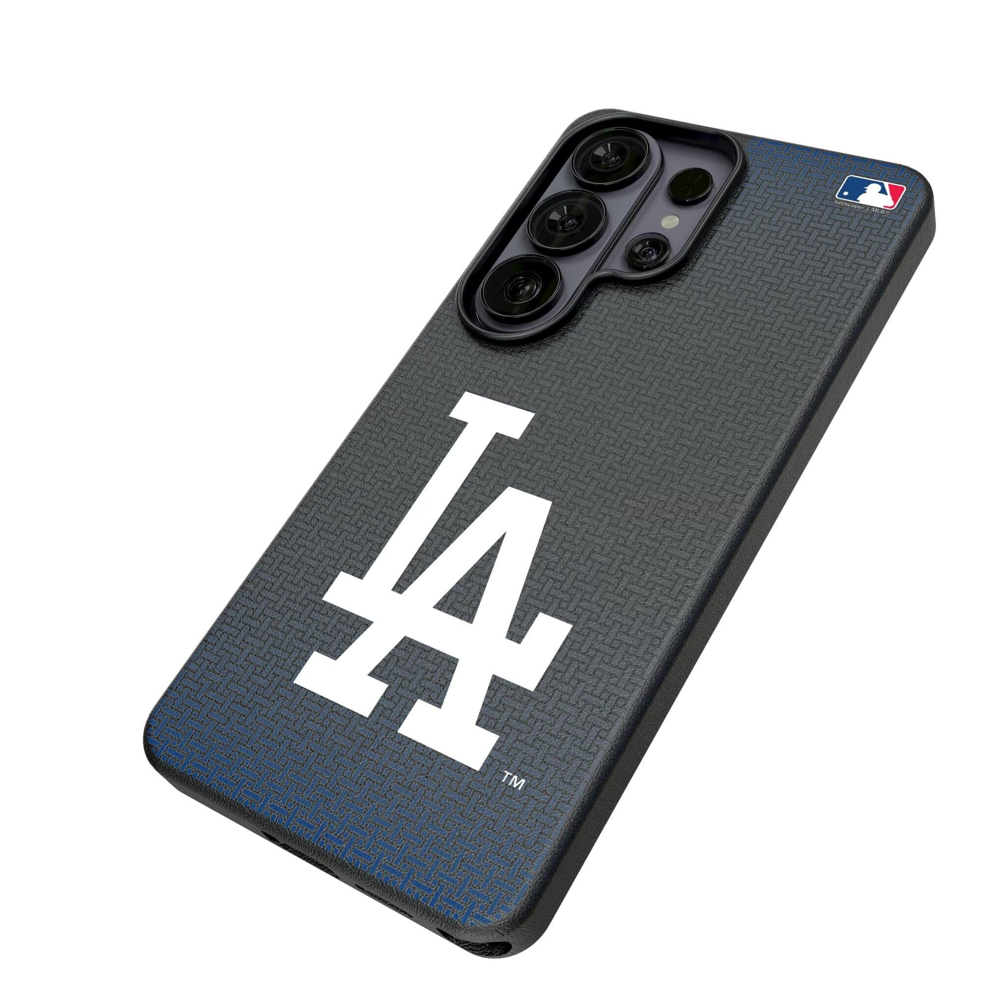 Alt View 1. Keyscaper - Los Angeles Dodgers Linen Galaxy Magnetic Bump Case - S24 - Black.