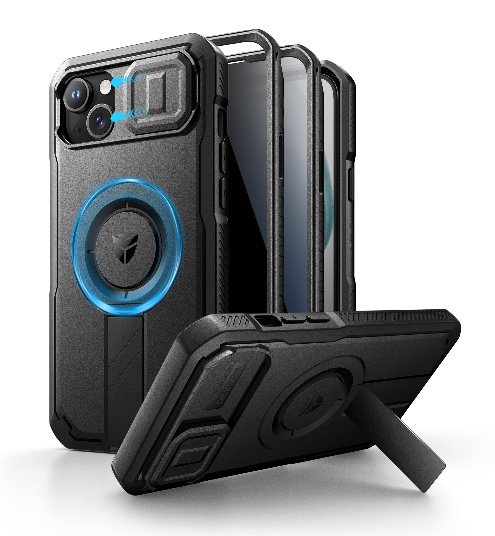 Dexnor - Case for iPhone 15 Plus/14 Plus with Privacy Screen Protector Compatible with MagSafe Rugged Bumper Case Protective Cove - Privacy Black