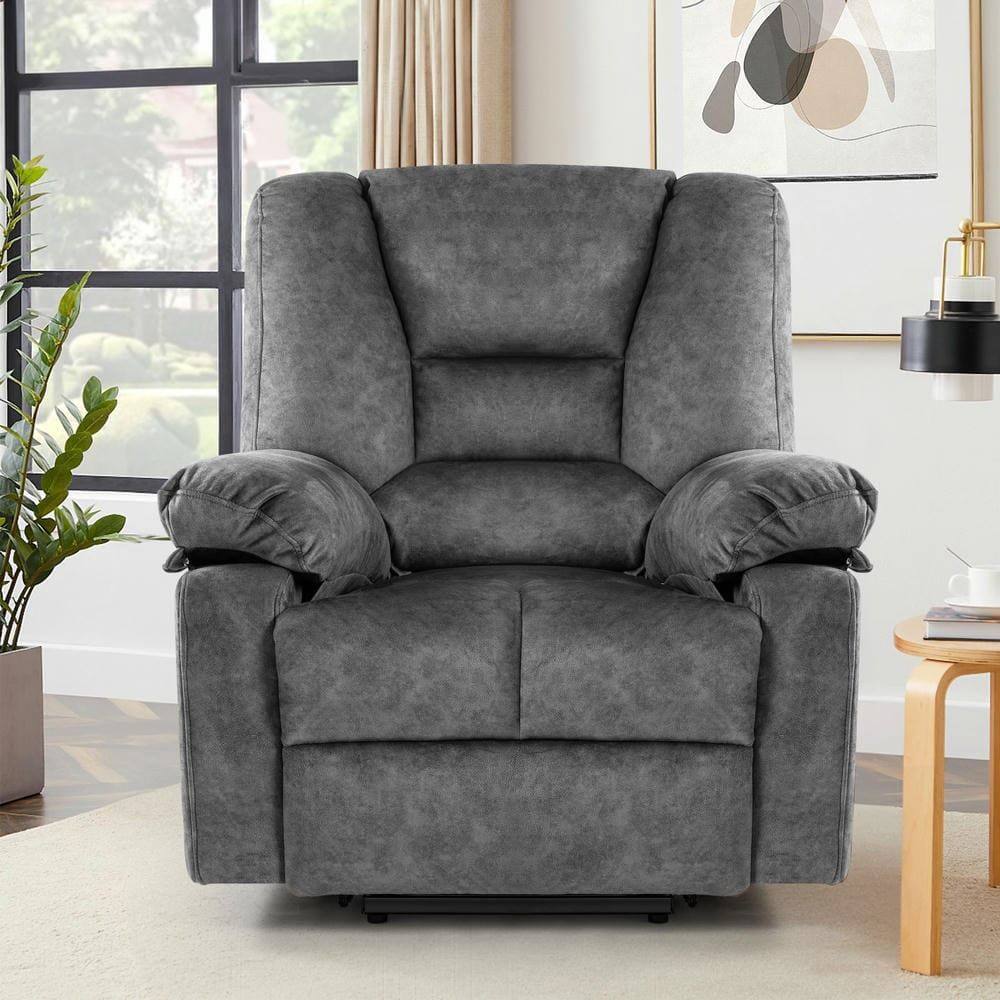 Alt View 2. Kadyn - Swivel Rocking Recliner Chair, 8-Point Massage & Heat, 360° Rotation, USB Port, Cup Holders, Gray - Gray.